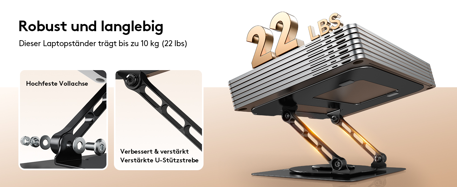 Підставка для ноутбука TECKNET 360° регульована по висоті, металева, ергономічна, для MacBook, Dell (до 17.3 дюймів), чорна