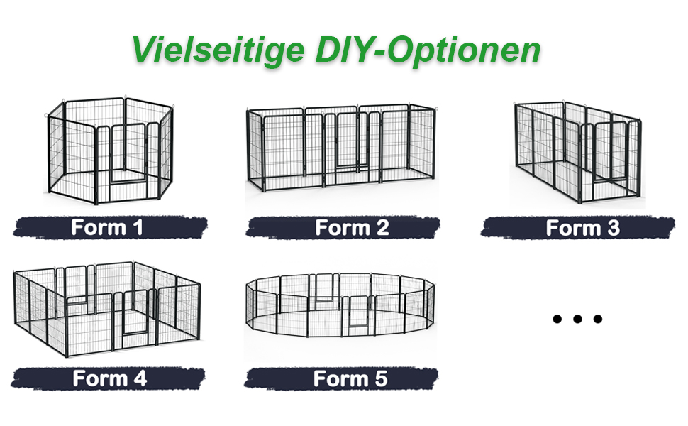 Вольєр для цуценят на 6 частин, 80 см, з 1 дверима та 5 фіксаторами, гнучкий та складаний, для дому та саду