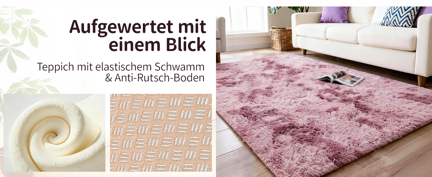 Килим круглий 100 см, миючий, антиковзний, високий ворс, для дитячої кімнати, м'який плюшевий килим (Батік Рожево-ліловий, 160x230 см, прямокутний)