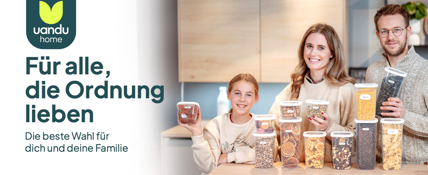 Контейнери для зберігання Uandu з кришкою, герметичні - набір 12 шт. | Організація кухні, зберігання продуктів | Без BPA | Кухонні контейнери для сухих продуктів (18 Mix-сірий)