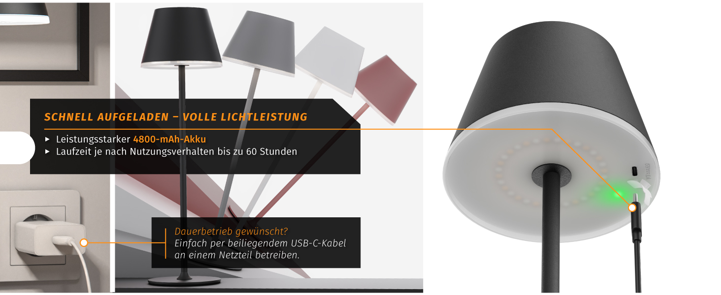 Світлодіодний акумуляторний настільний світильник Brandson з димером та 3 режимами світла (рожевий, чорний набір 3 шт.) - LED лампа на стіл, нічник, для читання, для дому та вулиці