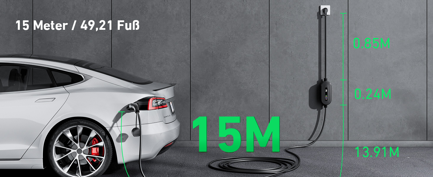 Кабель для зарядки електромобіля Evjuicion Typ 2 Schuko, 3.68kW, 6м, 16A, з індикатором, IP67, для ID.3/4, X1, 5ER, Model Y/3 та інших електромобілів