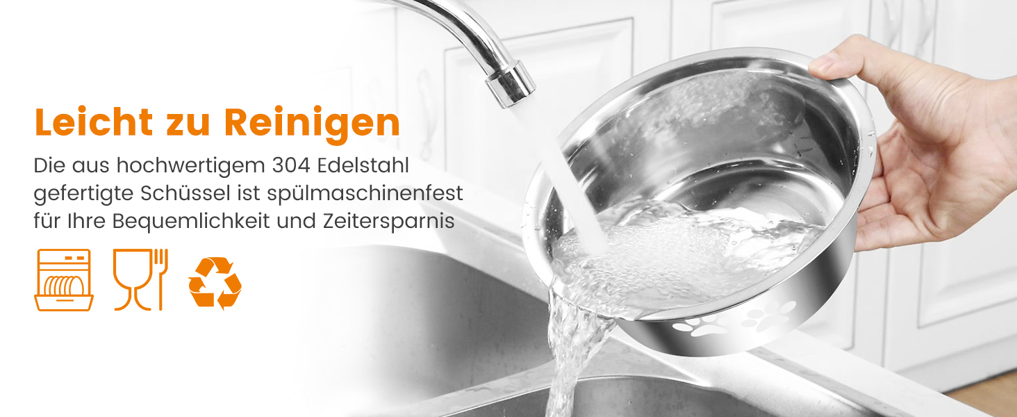 PETTOM Миски для собак з нержавіючої сталі, 2 шт. (3120 мл), миска для корму для собак великих, середніх та маленьких порід, миска для води з неслизьким силіконовим дном, розмір M - 21 см, срібний колір