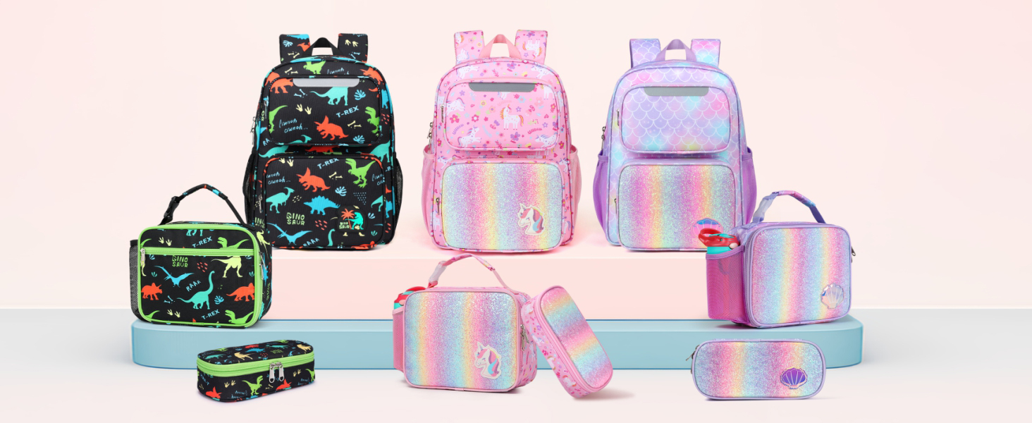 Дитячий рюкзак Bagseri Kinderrucksack для дівчаток 15L, легкий рюкзак для школи та 1-2 класу, з нагрудним ременем та ізотермічним відділенням, сумісний з DIN A4, з світловідбиваючими елементами, Deep Purple Einhorn