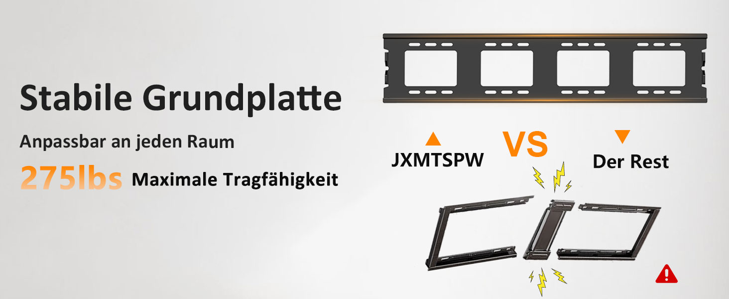 Настінний кріплення для телевізора JXMTSPW - підходить для 50-120 дюймів, VESA 900x600 мм, до 125 кг, універсальний, для вигнутих та плоских екранів