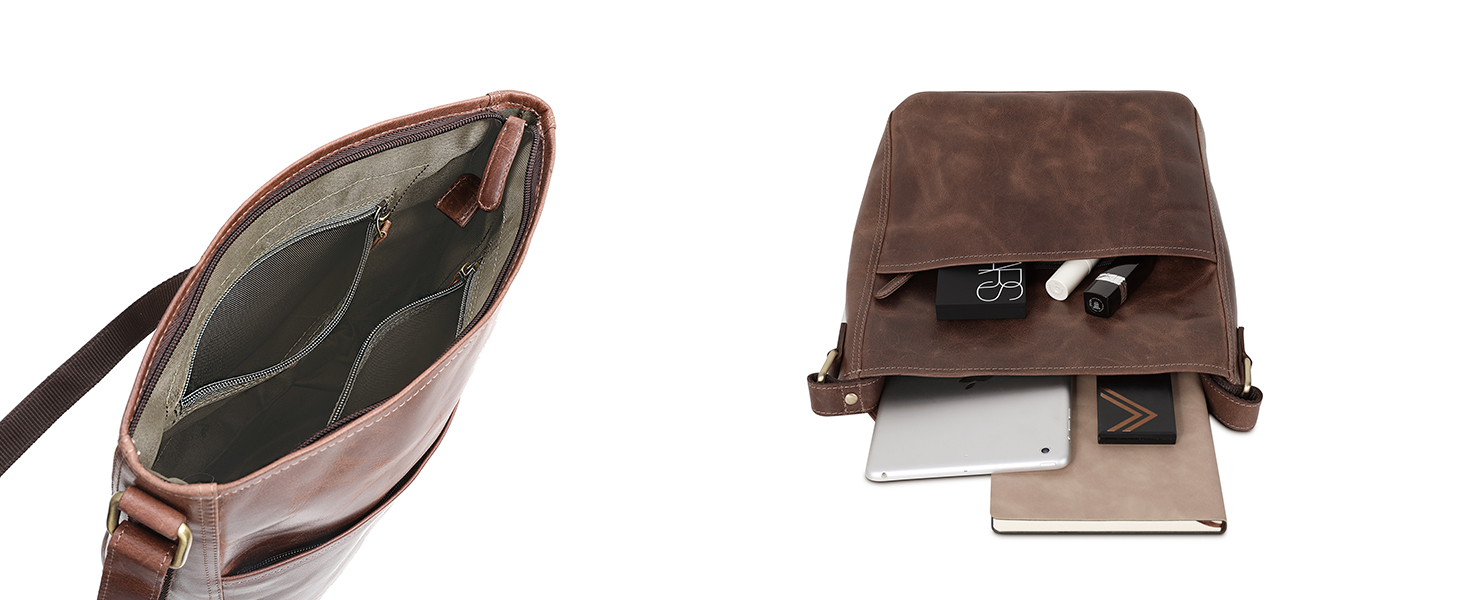 Сумка жіноча шкіряна Leabags Premium Nature Hellbraun: крос-боді, на плече, для роботи, університету, школи, повсякдення