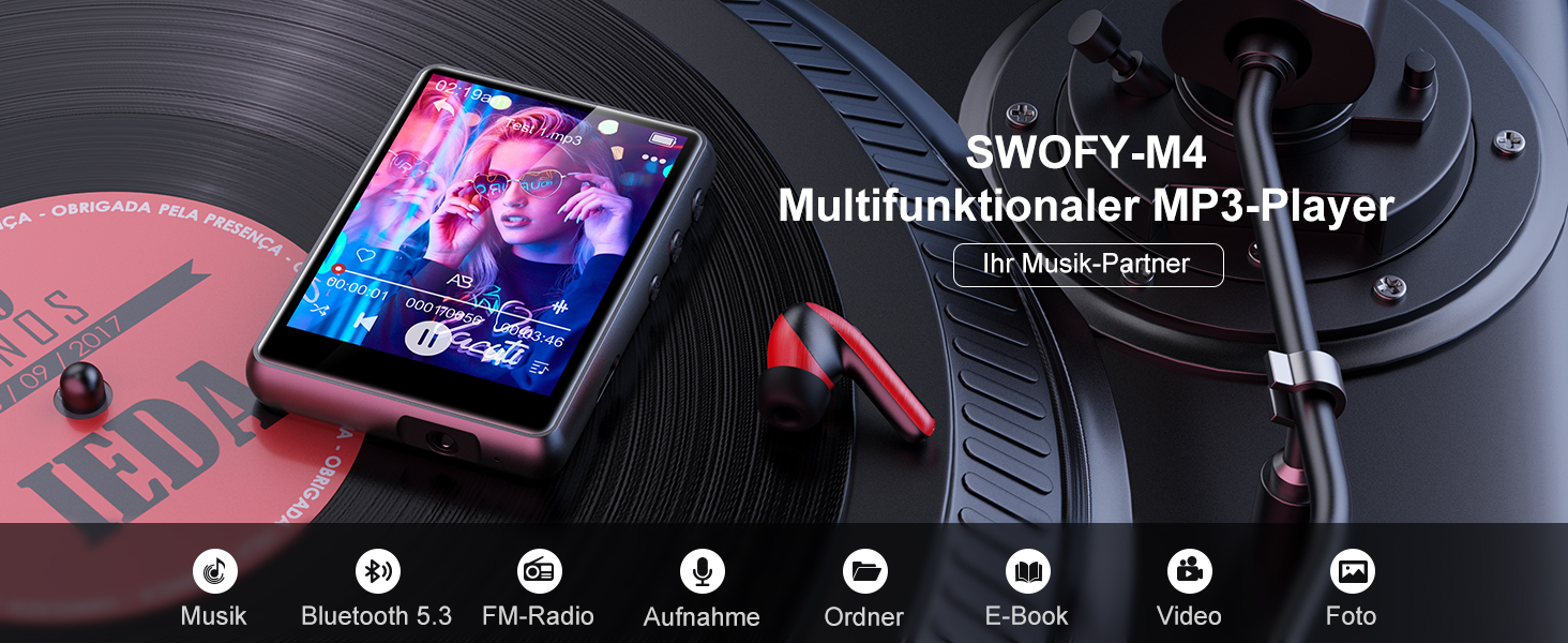 MP3-плеєр SWOFY 128GB Bluetooth 5.3, 2.4