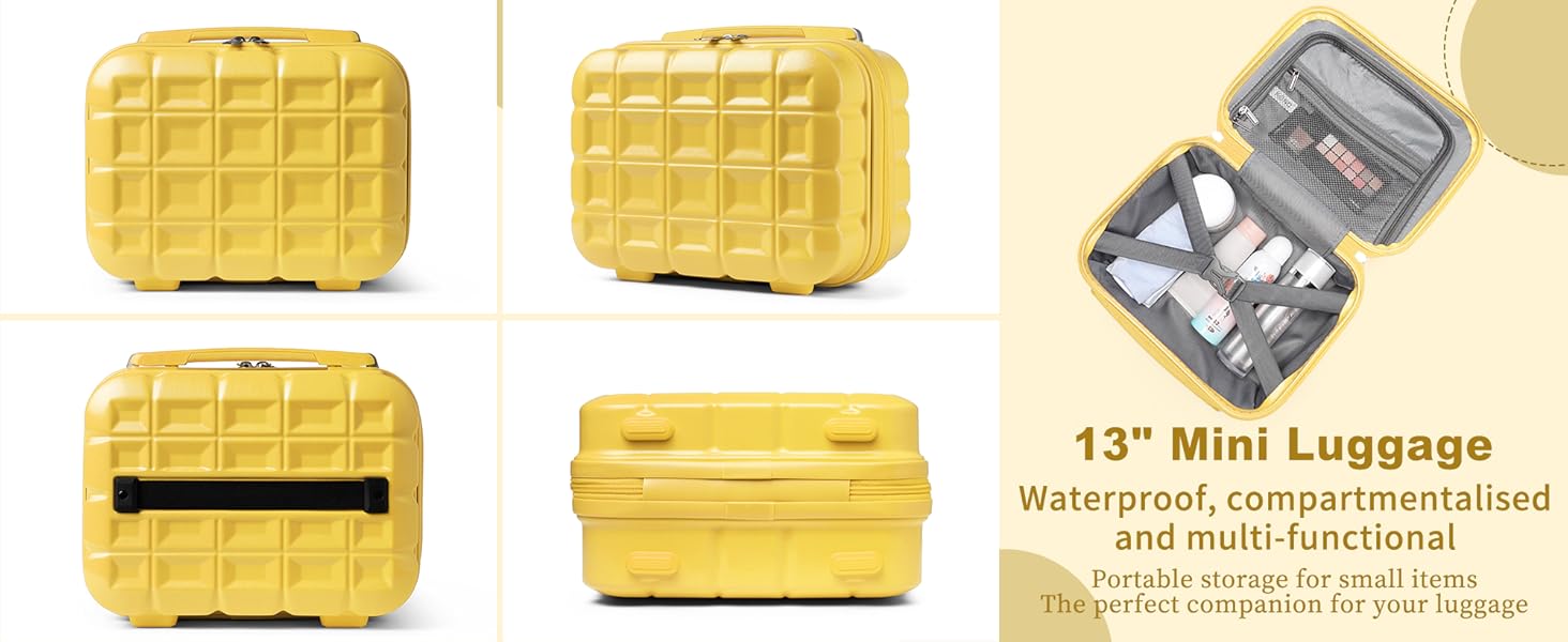 Жовтий валіза KONO середнього розміру 62см з 4 колесами та TSA замком (62x43x26см)