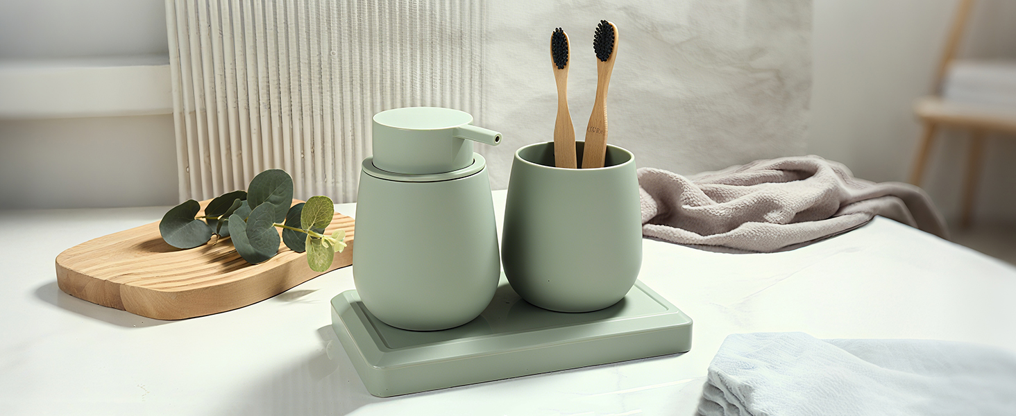 Сучасний набір для ванної кімнати AJEUNGAIN сірого кольору: мильниця, стакан для зубної пасти, піднос. Організатор для ванної кімнати (сірий). 3 предмети