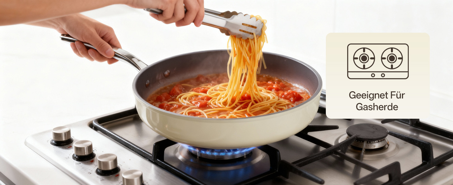 Набір сковорідок Koch Kode з керамічним покриттям 20/24/28 см, з нержавіючою ручкою, для індукційних плит, без PTFE та PFOA, придатні для миття в посудомийній машині та випікання, бежевий