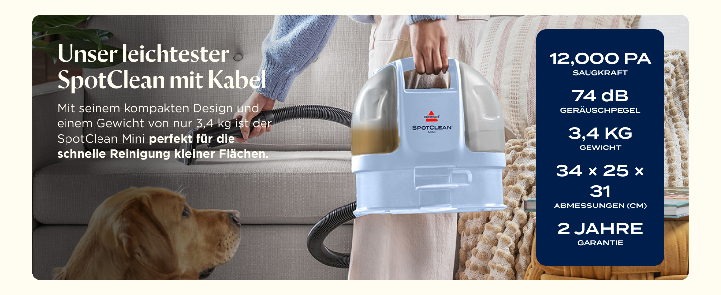 Портативний мийник для килимів та м'яких меблів Bissell SpotClean Mini з HeatWave технологією, 330W, 36988