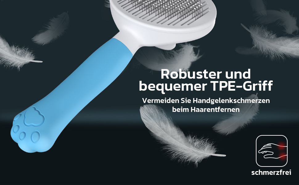 Бурштук для собак та котів Zivacate: самоочисна, для короткої та довгої шерсті, ергономічна ручка (світло-блакитний)