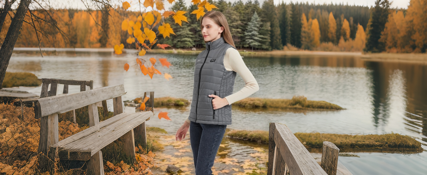 Електрична гріюча жилетка для жінок Gokozy з 5 зонами нагріву та Powerbank, сіра