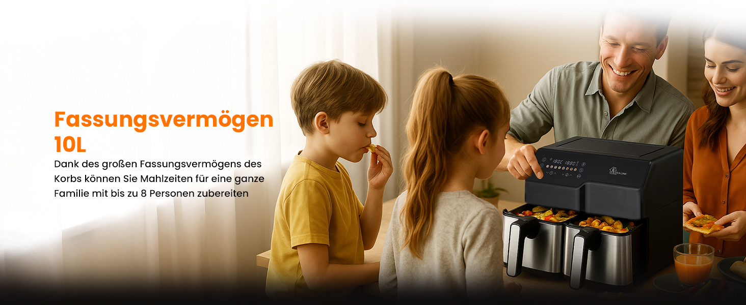 Фритюрниця Extralink 1400W Airfryer 4.2L з 10 функціями, LED-дисплеєм та економним споживанням енергії