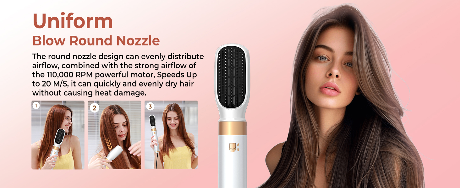 Pro Airbrush Air Styler 6 в 1: Фен-щітка, плойка, випрямляч для волосся, 1000W (білий)