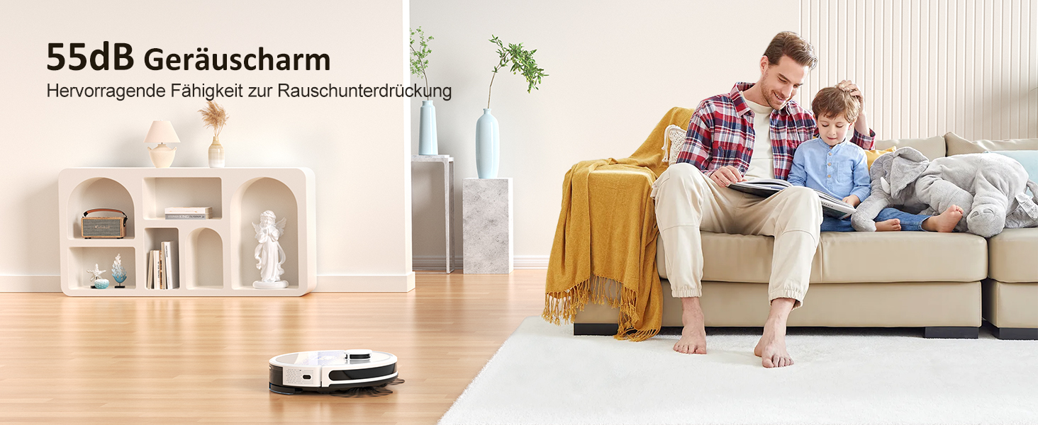 Робот-пилосос Lubluelu SL60D з функцією миття, 4500Pa, лазерна навігація, керування через додаток, для тварин, килимів, твердих підлог, білий