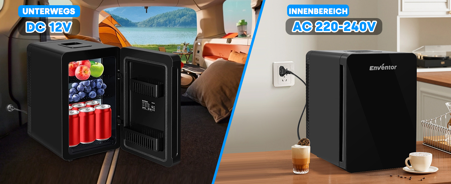 Міні-холодильник Enventor 15 літрів: для косметики, ігор, авто. Нагрів/Охолодження, тихий, портативний, чорний