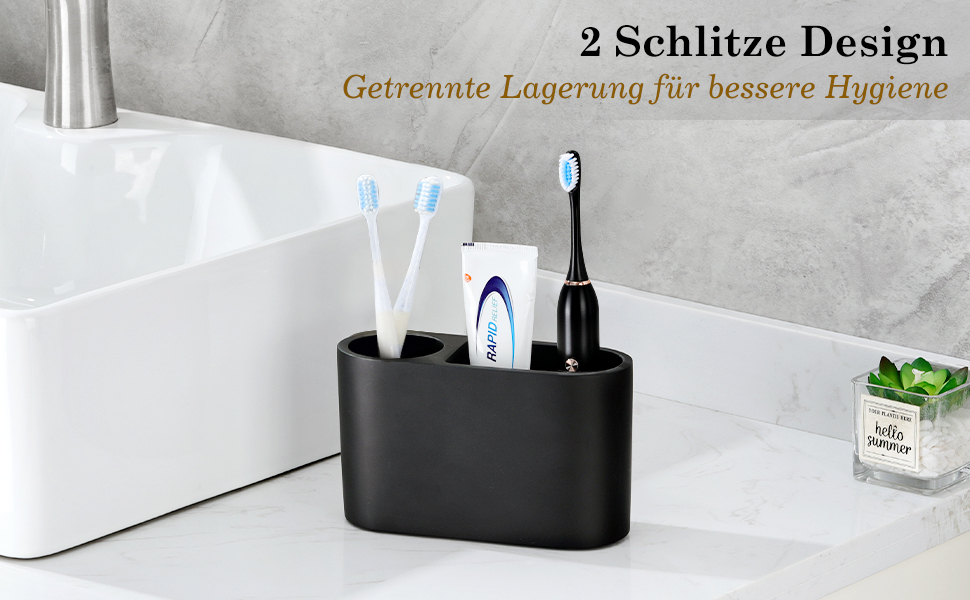 Тримач для зубних щіток Luxspire з 5 відділеннями, електричний, для сім'ї, велика місткість, органайзер для зубних щіток та косметики, матовий (пісочний колір, 2 відсіки)