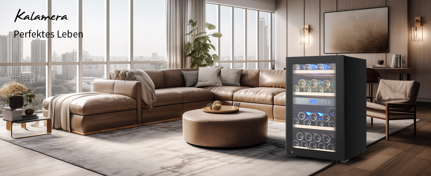 Kalamera 45 Bottle Dual Zone Wine Refrigerator - 120 Liter Capacity with LCD Display