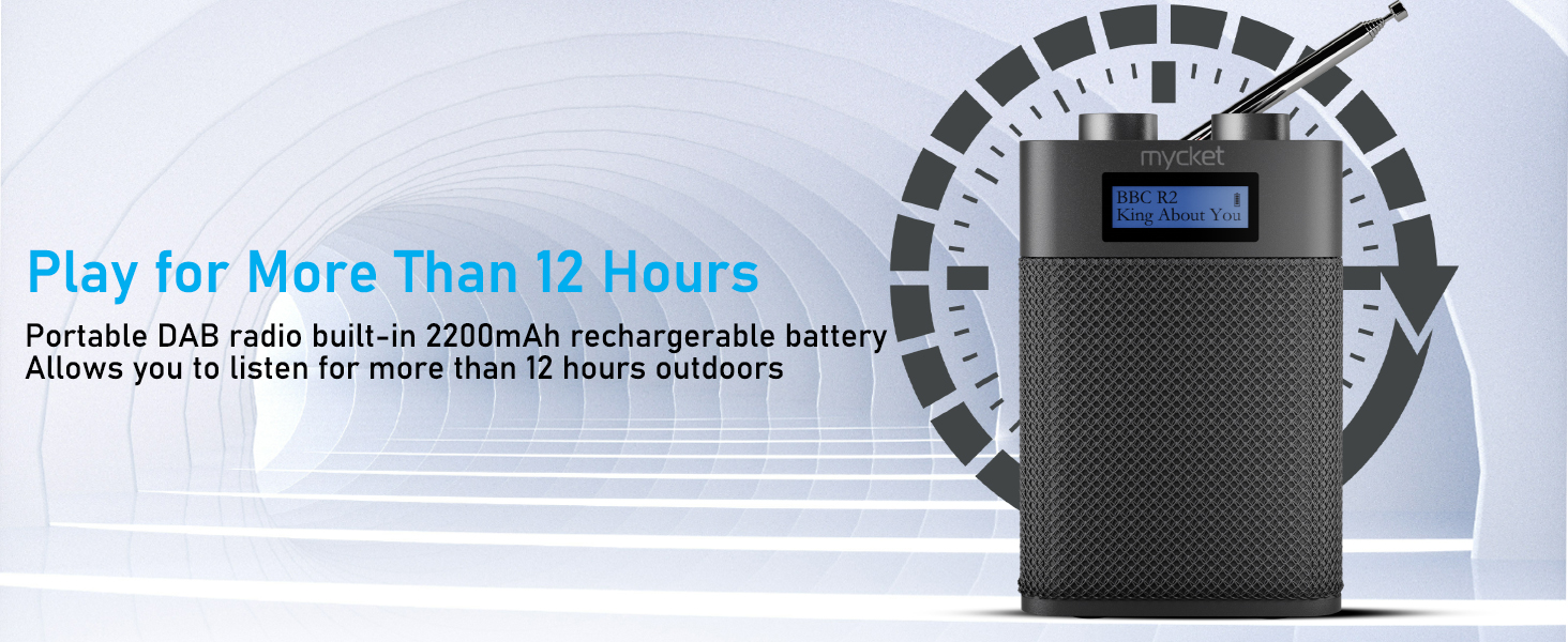 Портативне DAB/DAB+ радіо з цифровим UKW радіоприймачем, FM радіо з Bluetooth 5.0, USB, 80 попередніх станцій, LED дисплеєм сірого кольору