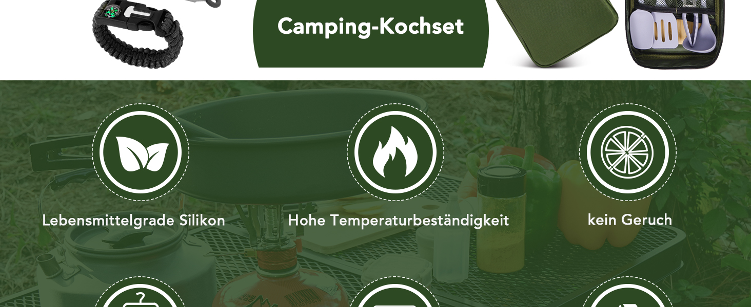 Набір кухонного приладдя для кемпінгу EASTSTORM з водонепроникним чохлом – компактний та легкий посуд для кемпінгу, відпочинку на природі, походів та альпінізму. Ідеальний набір для рюкзаків