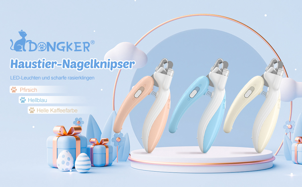 Тример для когтів домашніх тварин DONGKER з LED-підсвічуванням та гострою клинком, для собак та котів середніх та маленьких порід