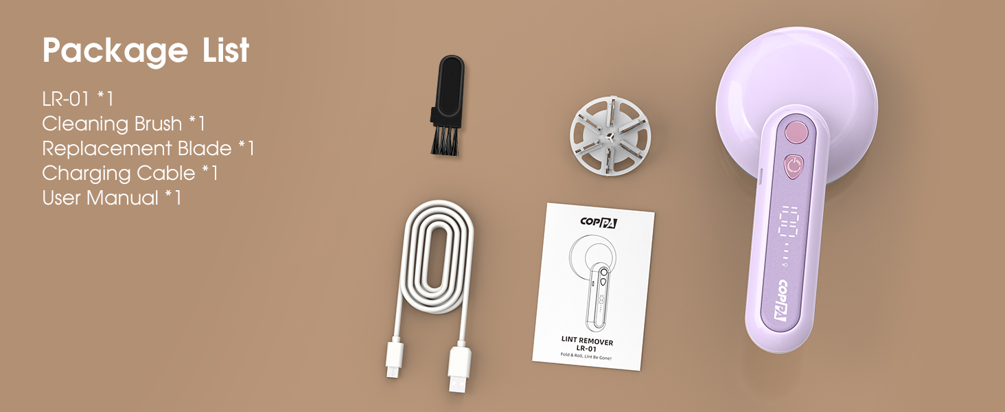 Електричний триммер для одягу Fusselrasierer: 6 лез, 3 швидкості, перезаряджається, з індикатором заряду, для пуловерів та одягу, фіолетовий