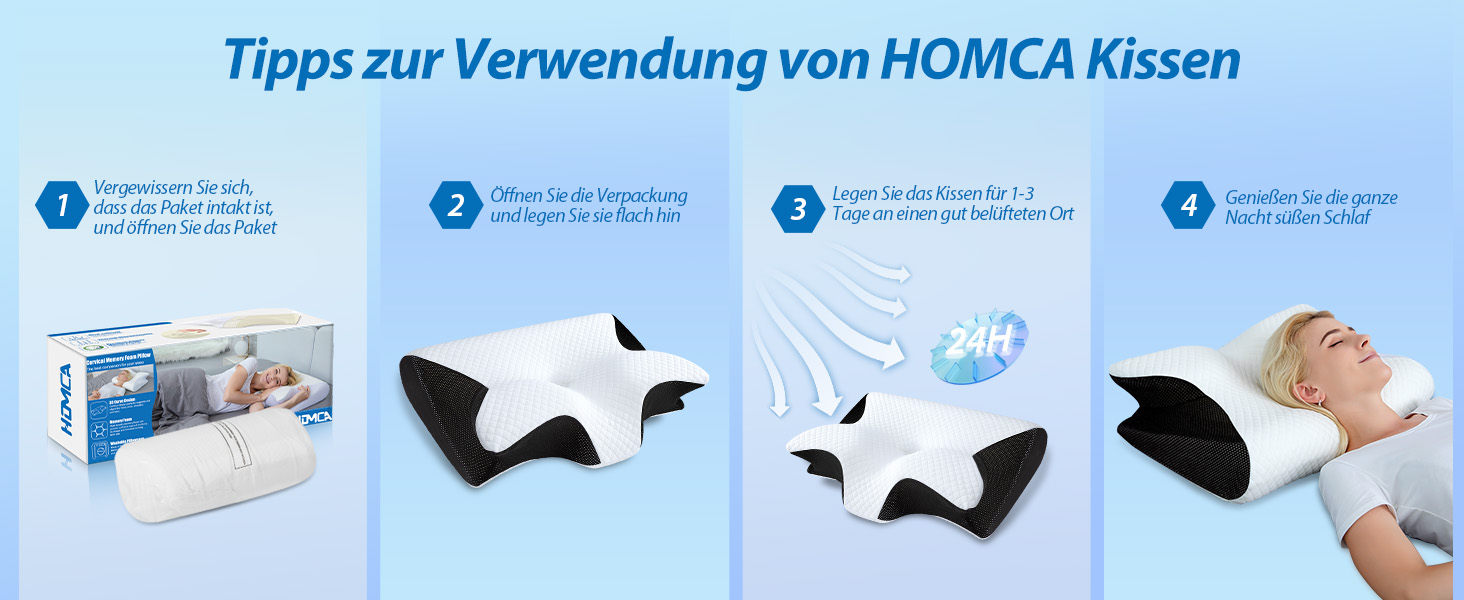 Ергономічна подушка для шиї та голови HOMCA 2 в 1 з ефектом пам'яті (Memory Foam) для всіх позицій сну, 60x40x12/14 см, чорна
