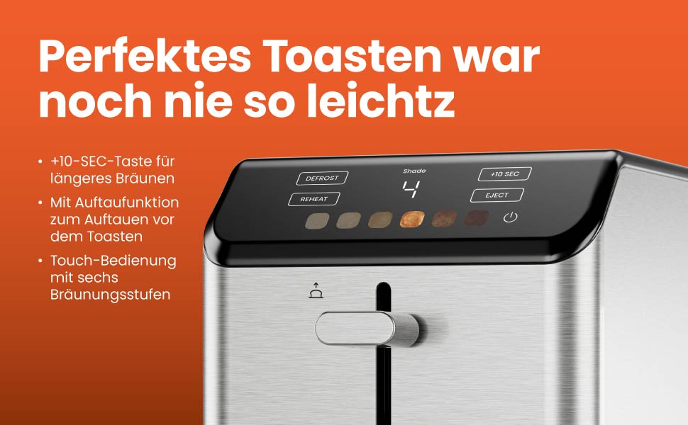 Тостер Chefman з цифровим керуванням, нержавіюча сталь, 2 слоти, 7 рівнів підсмажування, для тостів, багетів та розморожування