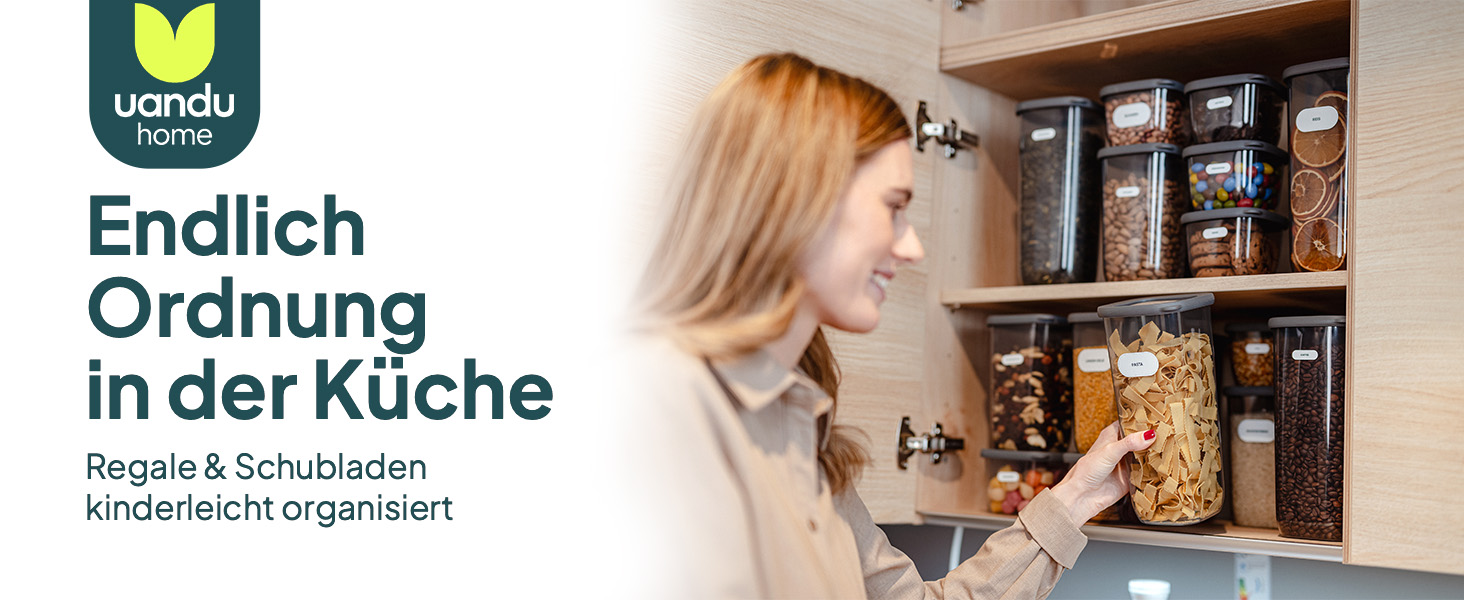 Контейнери для зберігання Uandu з кришкою, герметичні - набір 12 шт. | Організація кухні, зберігання продуктів | Без BPA | Кухонні контейнери для сухих продуктів (18 Mix-сірий)