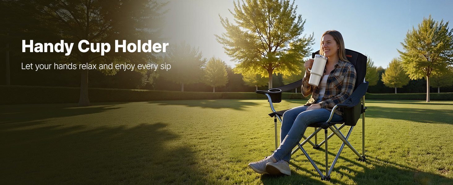 Складні кемпінгові крісла VEVOR 2 шт, надміцні (204 кг), з підлокотниками та підсклянником, для риболовлі та відпочинку на природі