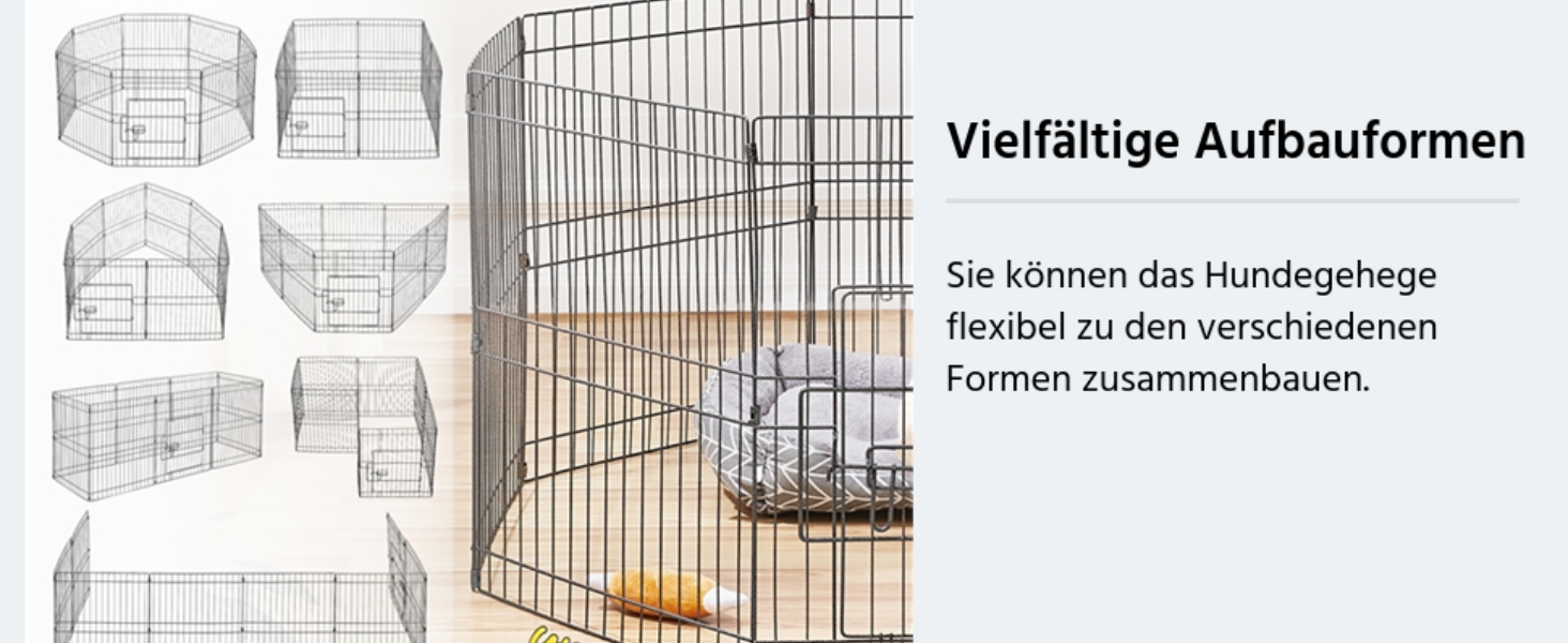 Yaheetech 8-Panel Folding Dog Playpen - 61cm High, Indoor/Outdoor Pet Pen with Door, Flexible & Portable, Easy Assembly - Suitable for Dogs, Cats, Puppies, Rabbits