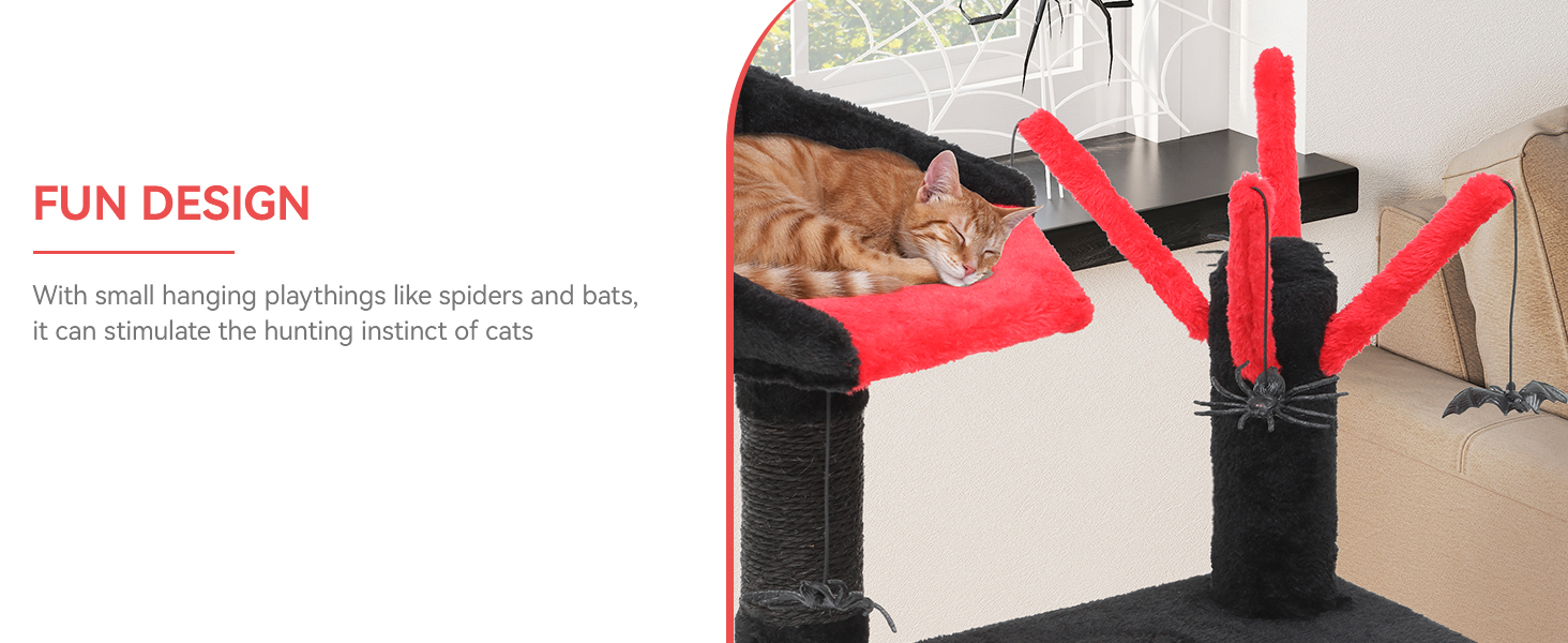 Кігтеточка YITAHOME Готичний XL, 160 см, з 4 колонами з сизалю, 1 дощечкою для шліфування, гамаком, 2 кулями-іграшками, платформами для сну, чорна