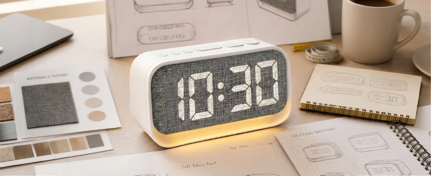 Цифровий будильник з LED-дисплеєм та підсвічуванням, настільний годинник для спальні та офісу, з функцією Snooze та регулюванням яскравості, живлення від мережі або батарейок