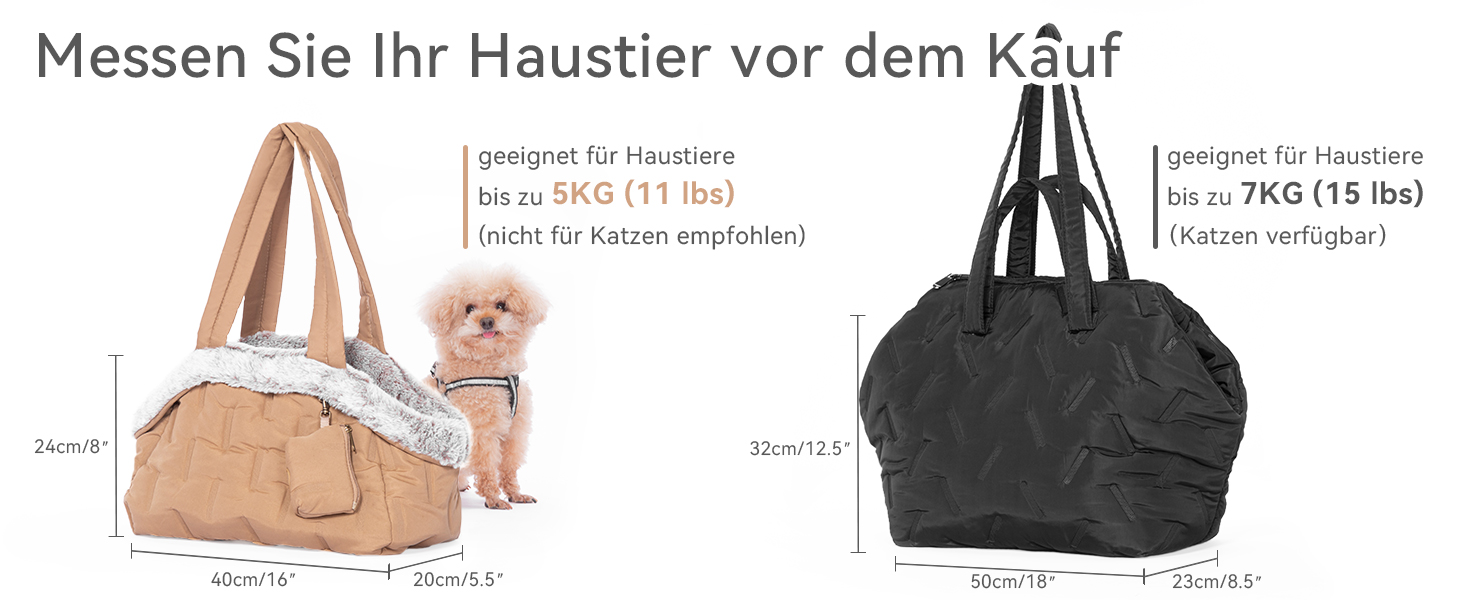 Сумочка для собак, переноска для цуценят, переноска для маленьких собак, сумочка для годування, 40x20x24 см, хакі, каррі