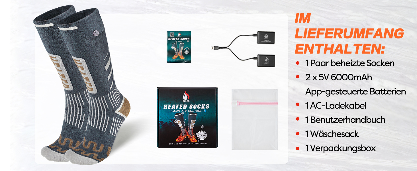 Гріючі шкарпетки для жінок та чоловіків, 5V 6000mAh, керування через додаток, зона нагріву збільшена на 30%, для катання на лижах, активного відпочинку, кемпінгу, походів та мотоциклів, розмір 38-44 EU