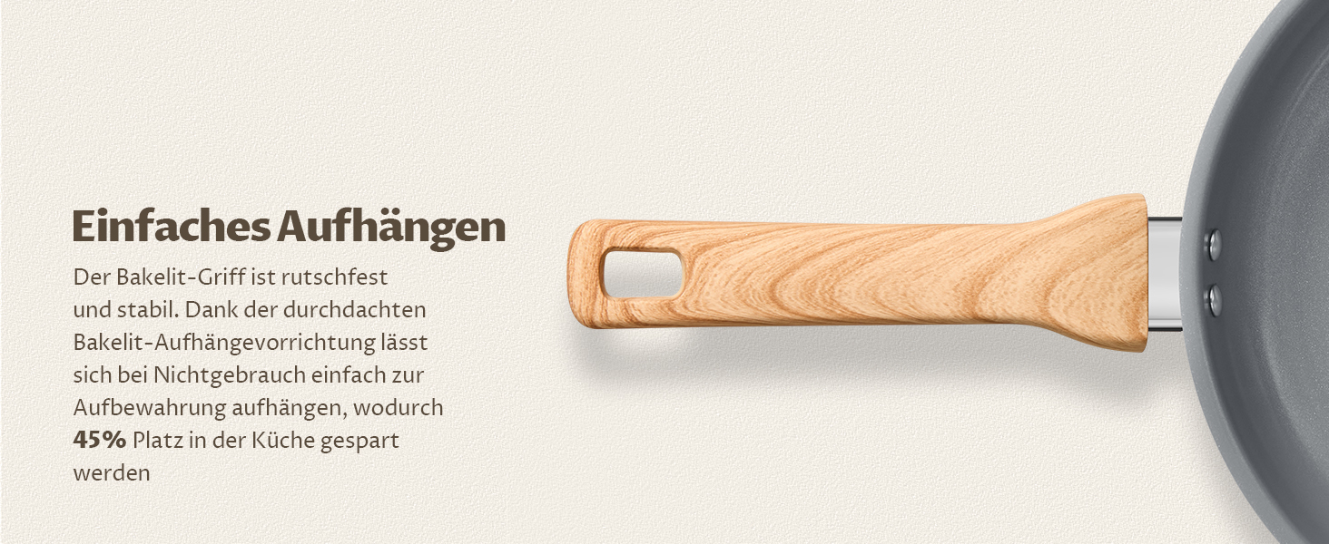 Набір сковорідок для індукції, 20/24/28 см, керамічне покриття з бакелітовою ручкою, антипригарне покриття, молекулярно з'єднане дно для індукції, підходить для всіх типів плит, без PTFE, PFAS та PFOA, 3 шт.