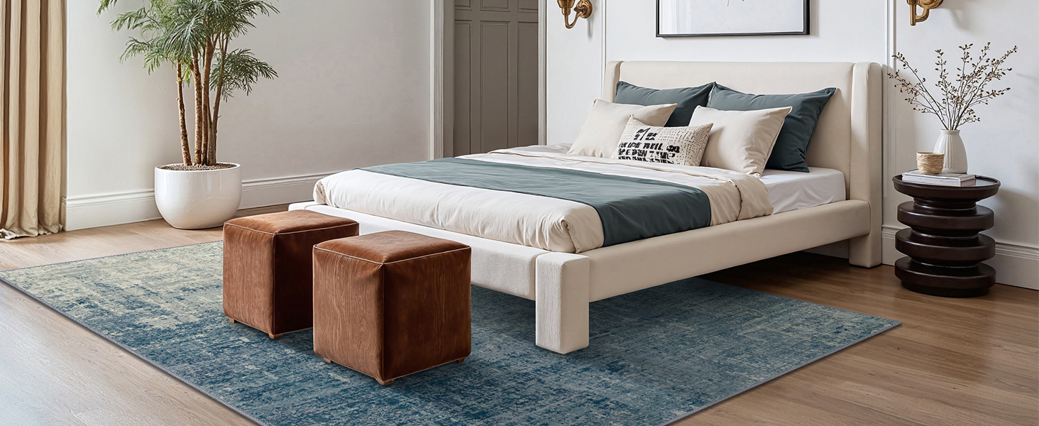 BEIMO Килим для вітальні, абстрактний дизайн, короткий ворс, 120x170 см, блакитний градієнт, для спальні, ванної, їдальні, коридору, антиковзаючі, легко миється