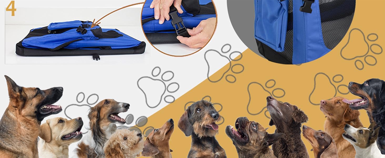 Складана переносна сумка-переноска для собак та котів Petigi (S, 50x35x36 см, блакитна)