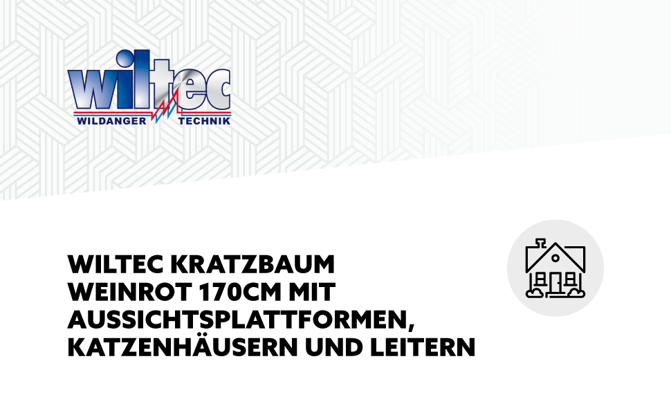 Драбина для котів Wiltec червона 170 см з сизалю, кігтеточка з платформами, будиночок для котів, кімнатна драбина для котів