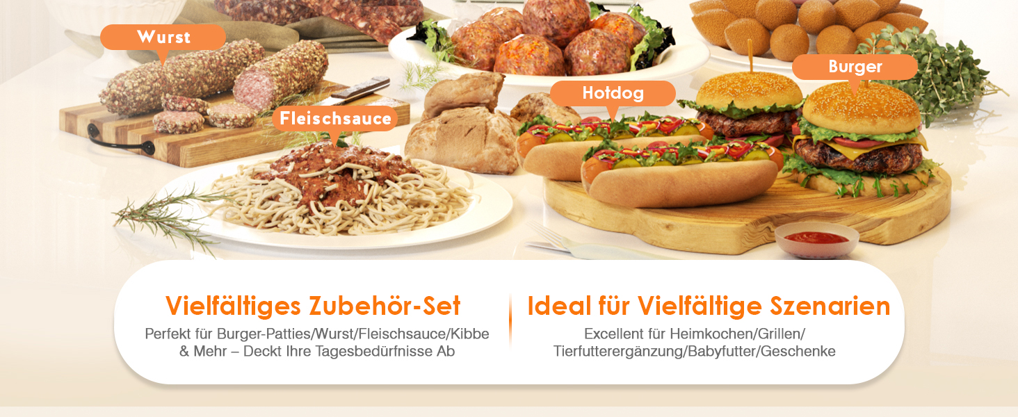 М'ясорубка електрична 2800 Вт нержавіюча сталь з насадками для ковбас та кубебе, для дому Mg090c