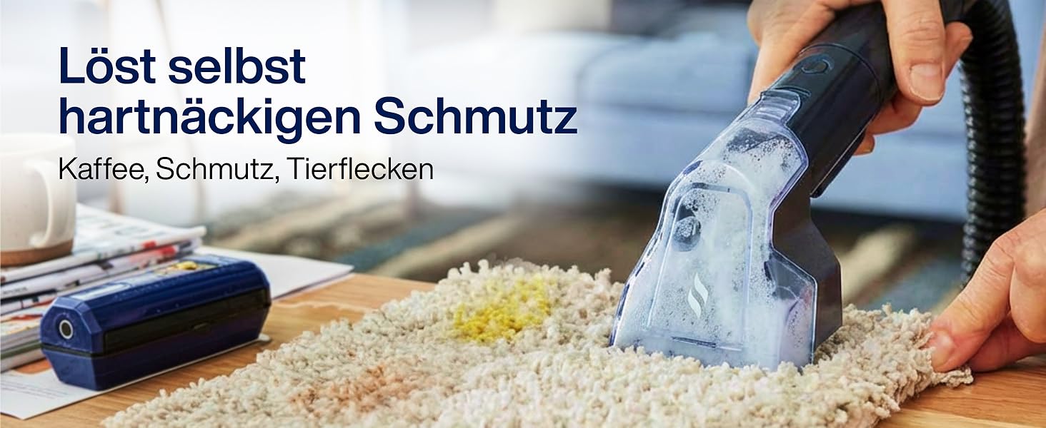 Samako Teppichreiniger Polsterreiniger: компактний ручний пристрій для чищення килимів та м'яких меблів, 400W, 2 великі резервуари для води, підходить для всіх типів тканини