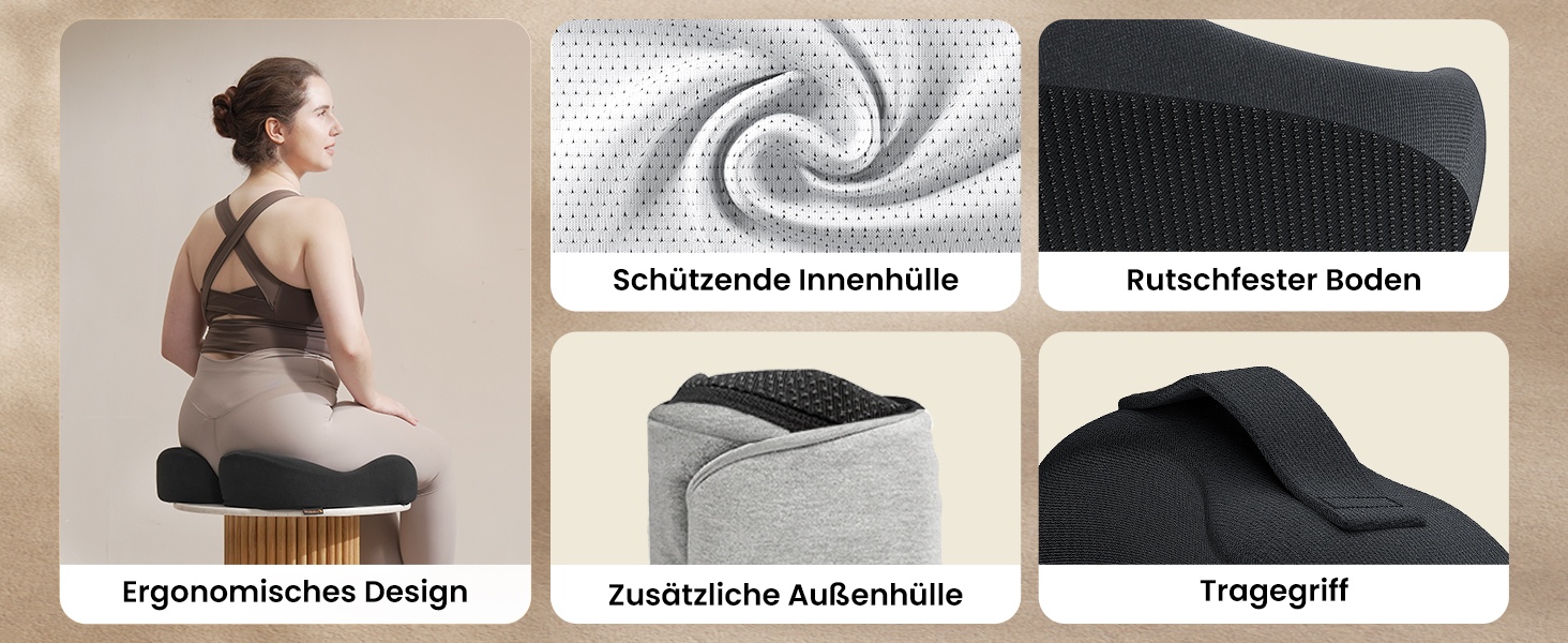 Крісло-подушка ProtoArc для офіса та авто, X-Large, з пам'яті ефектом, чорний, ергономічна підтримка спини