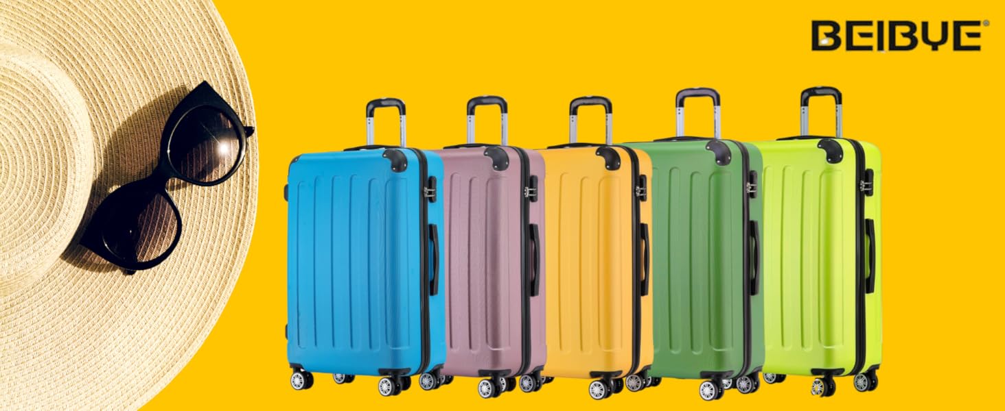 Набір валіз Beibye 2045 з подвійними колесами, 3 шт. Валізи Trolley з жорсткою оболонкою, 20 кольорів (Темно-зелений/Оливковий)