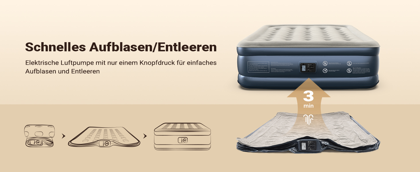 Надувний матрац iDOO для 2 осіб з електричним насосом, 152x203x46 см, для кемпінгу та гостей