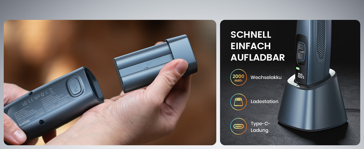 Професійна машинка для стрижки собак Oneisall, 2 швидкості, для собак та котів, тиха, для густого, довгого та кучерявого хутра, з акумулятором, леза з вуглецевої сталі, блакитна