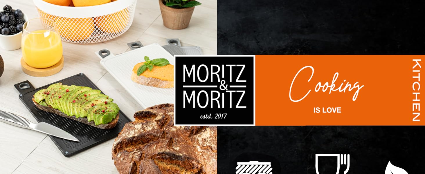Набір кухонних дощок Moritz & Moritz 4 шт. 20,5×14,5 см, нековзні, з ручками для безпечного нарізання продуктів