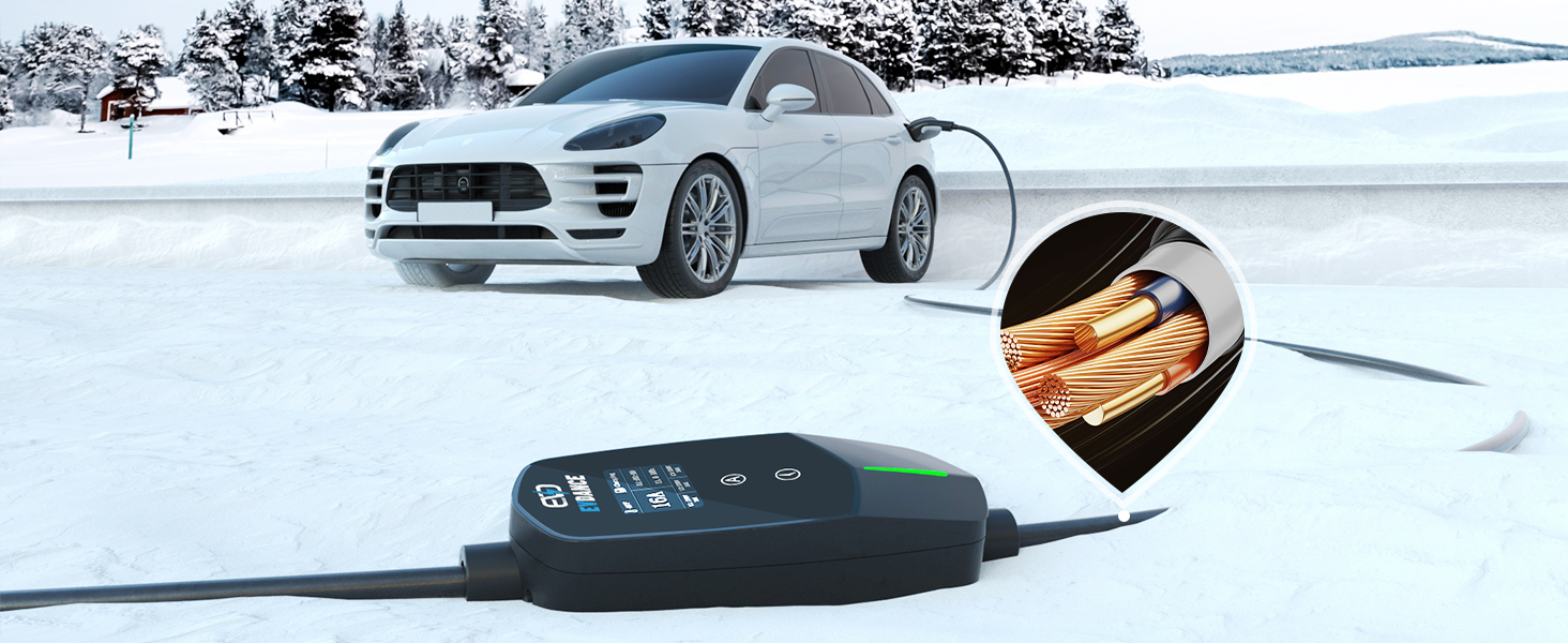 Кабель для зарядки електромобіля Type 2 Schuko, 3.68 кВт, 6.1 м, 6-16A (Чорний)