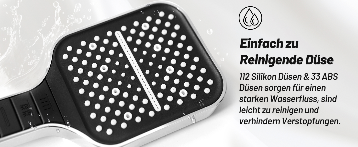 Насадка для душу VEHHE з економним споживанням води, 7 режимів, дощова лійка з кнопкою зупинки, регулюванням однією рукою та силіконовою форсункою, що запобігає засміченню, велика душова лійка, підвищення тиску води (срібна), 7 режимів / срібна