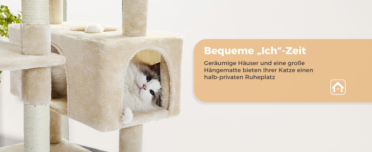 PAWZ Road Дряпка для котів велика, стабільна, 184 см, 7 стовпів сизалю, велика полиця, будиночок, кошики, для дому, бежевий